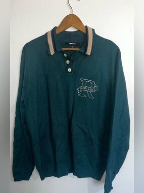 Fashion Nova Men "Very Rare" Knit Polo Sweater - Teal Green - Size M